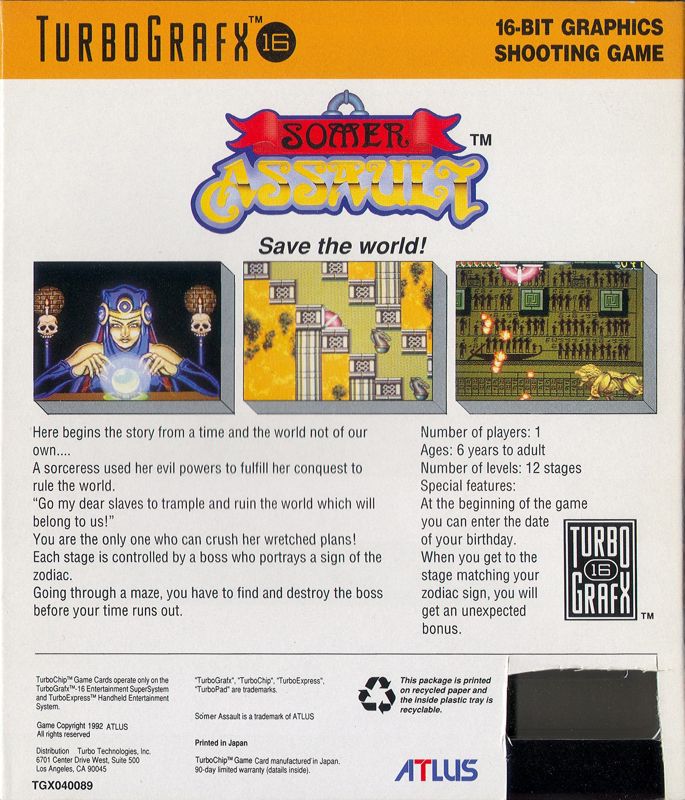 Somer Assault box art for TurboGrafx-16
